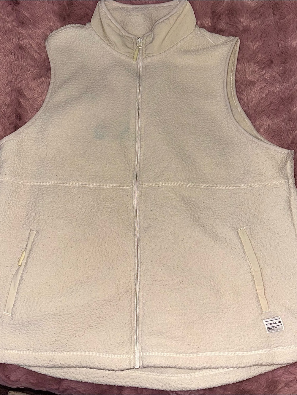 O'Neill Cream Sherpa Fleece Zip Vest